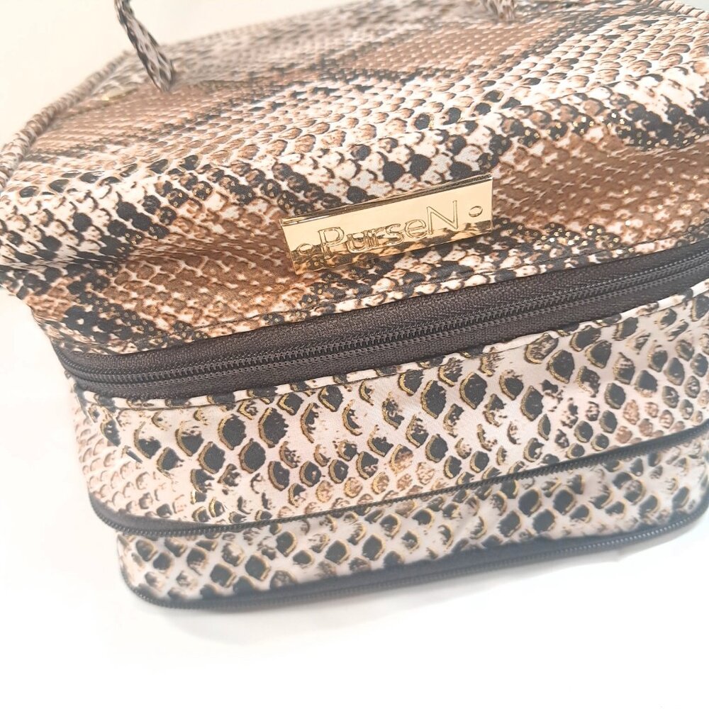 PurseN Jewelry Case Organizer Snake reptile print travel Expandable snakeskin - Picture 2 of 14